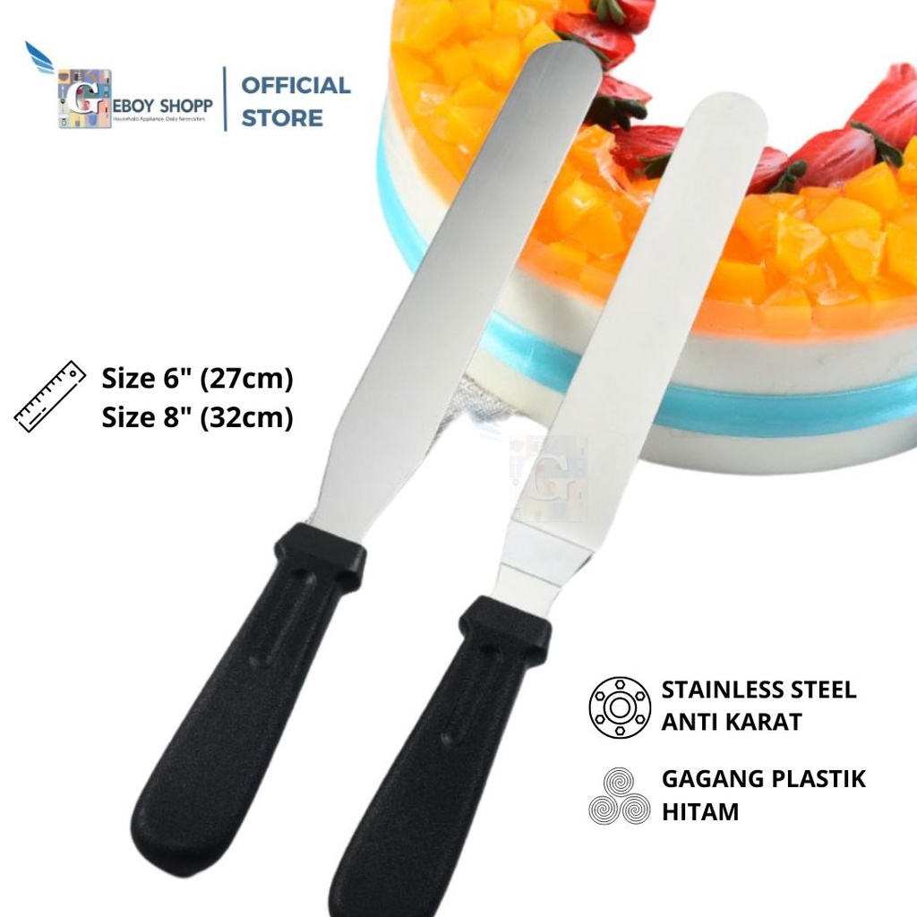 Spatula Kue / Polesan Kue Stainless Steel Gagang Hitam