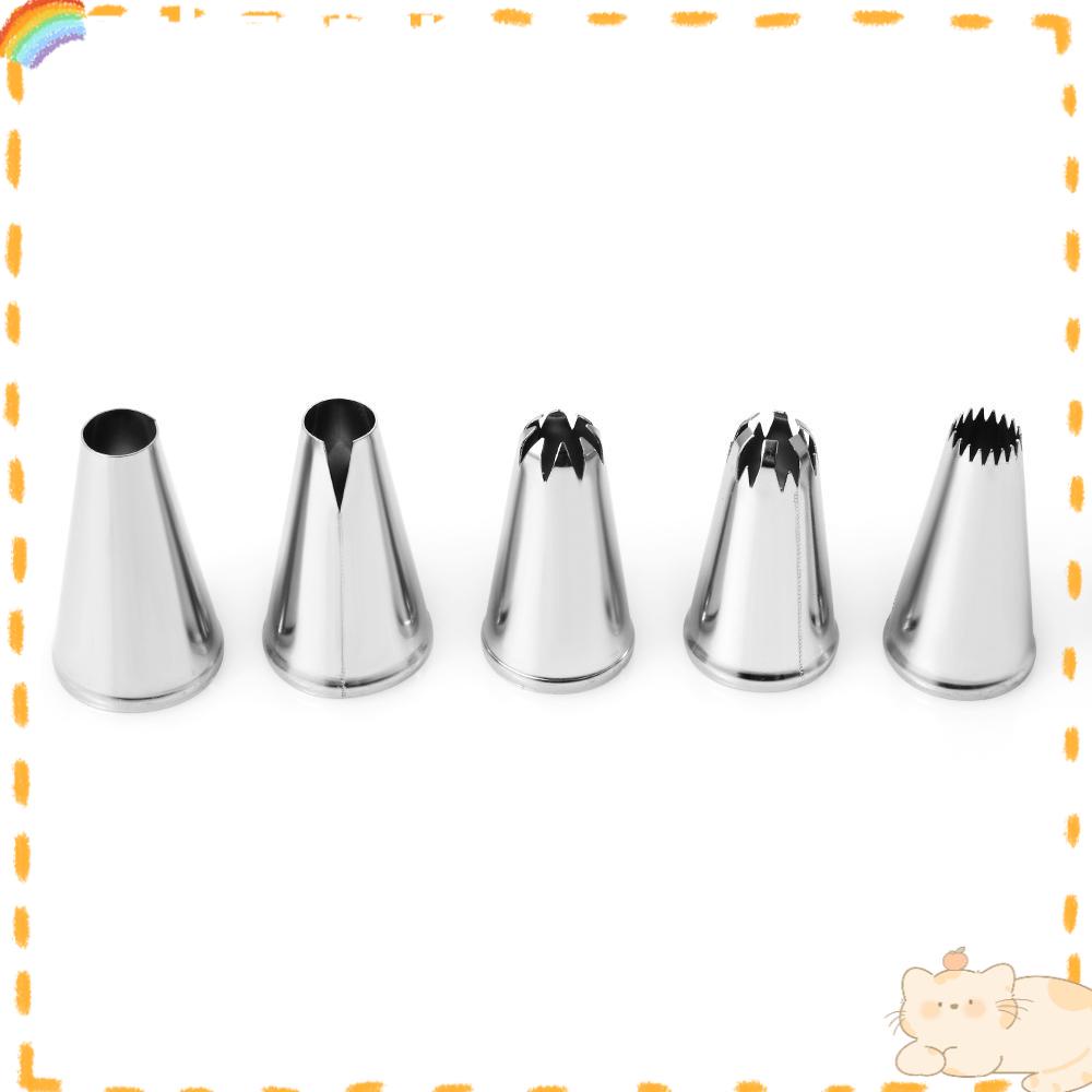 Solighter 5PCS/SET Icing Piping Nozzle Bakery Pastry Tips Stainless Steel Cupcake Cetakan Kue