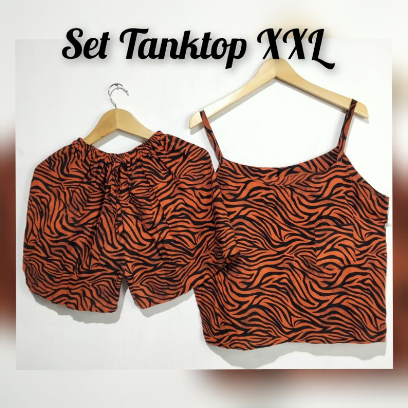 Set Tank Top Pendek Jumbo/Setelan Piyama Wanita Model Tanktop XXL LD 120/Baju Tidur Sexy (pilih motif)