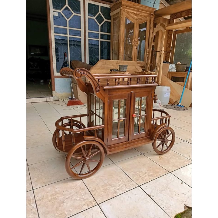 troly kayu jati asli//meja kopi kereta dorong kayu jati//Troli Jati Jepara Meja Teh Meja kopi Kereta