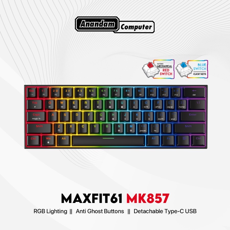 Keyboard Fantech MAXFIT61 MK857 60% Hotswap Gaming Mechanical