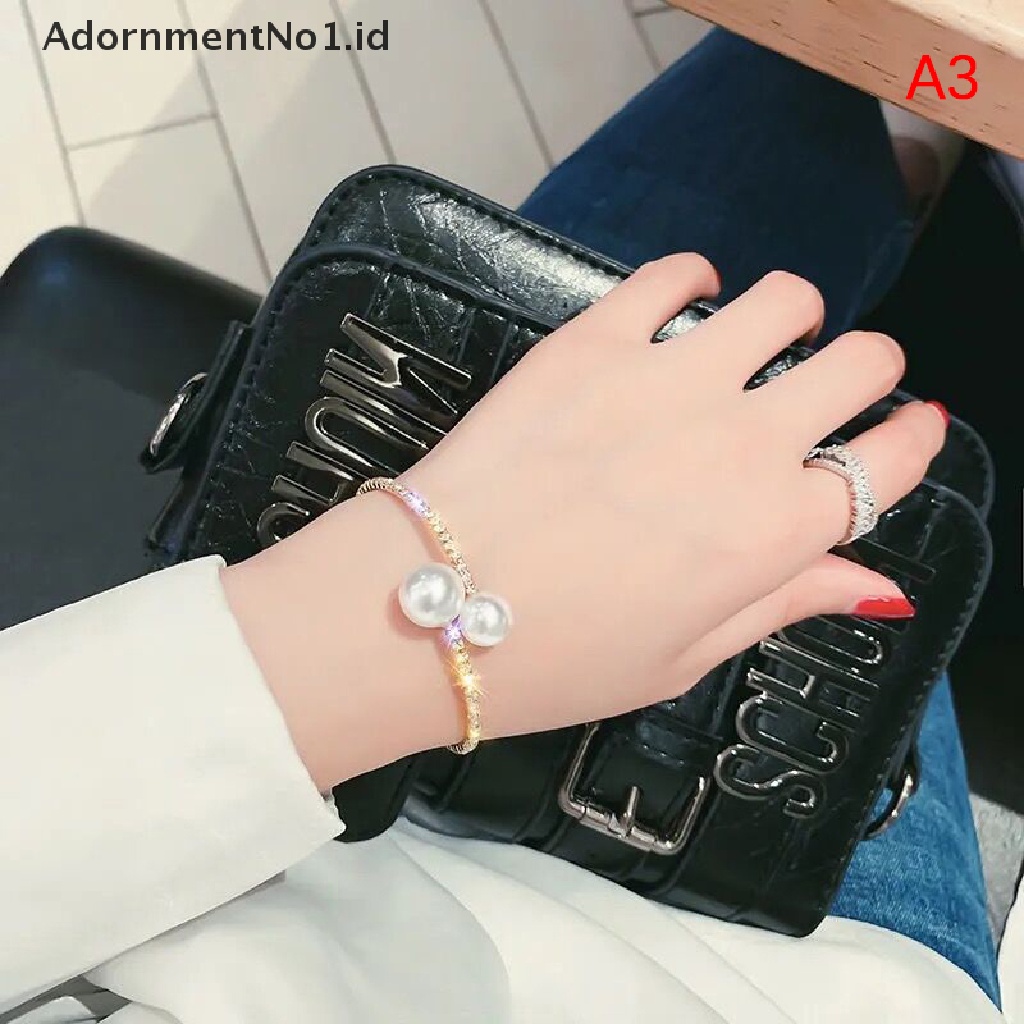 [AdornmentNo1] Fashion Sederhana Simulasi Mutiara Bridal Perhiasan Set Adjustable Kalung Gelang Untuk Wanita Kristal Perhiasan Pernikahan Hadiah [ID]