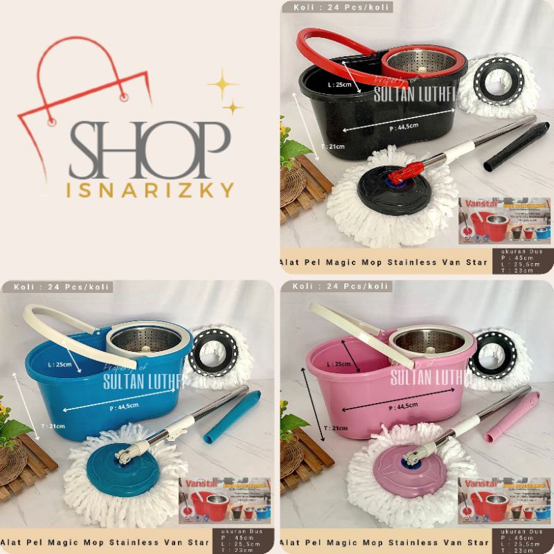 VANSTAR Alat Pel Pembersih Lantai Praktis Magic Mop Stainless Steel