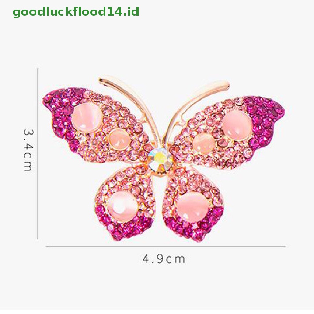 [GOOGFOUR] 1pc Elegan Pesona Kupu-Kupu Bros Wanita Berlian Imitasi Besar Butterfly Pins Hadiah [TOP]