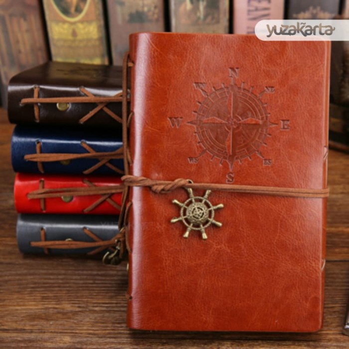 

#@#@#@#@] Buku Catatan Agenda Harian Jurnal Binder Kulit Retro Kompas A5