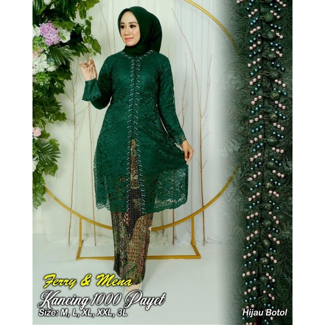 Permata Olshop / Kebaya Tunik Brukat Kancing Busui Payet Modern FM / Kebaya Jumbo Ld 125cm / Kebaya Wisuda / Kebaya Payet Seragam Modern