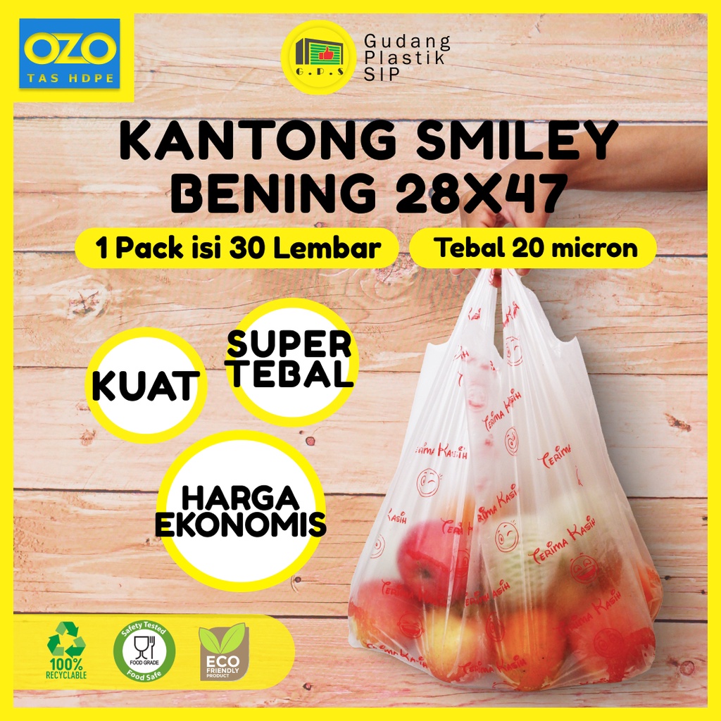 Kantong Plastik Kresek Bening Tebal Terima Kasih Smile UK 15/24/28