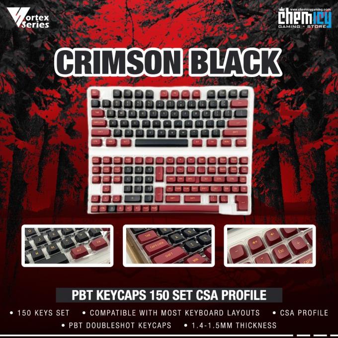 Vortex Series Crimson Black PBT Keycaps 150 set CSA Profile