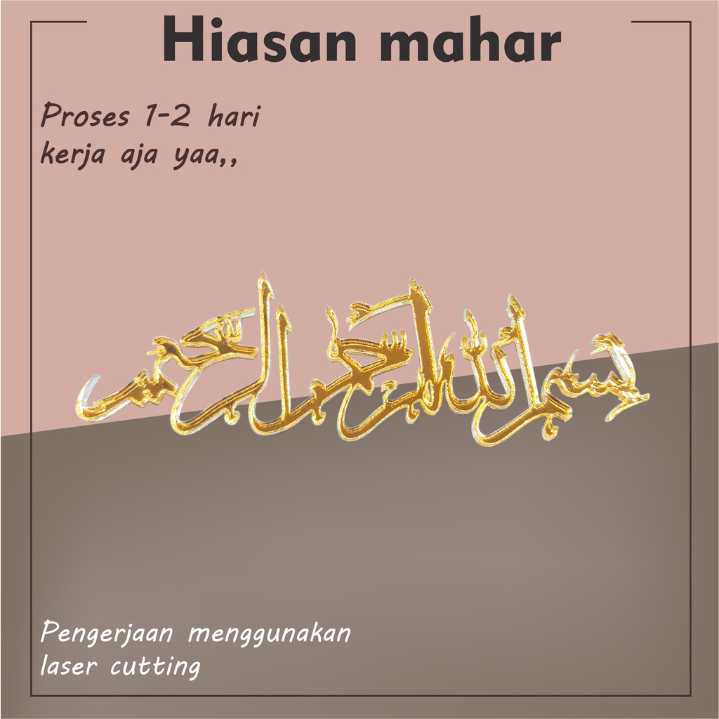 Bismillah Hiasan Mahar Akrilik gold akrilik mirror gold | Hiasan Mahar Akrilik