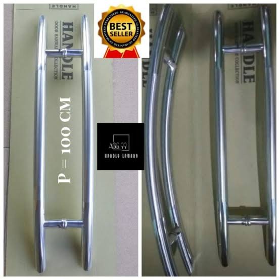 Handle Pintu Rumah Kaca Gagang Pintu Baut Tembus Motif Sabit 1 Meter - Panjang 45 cm