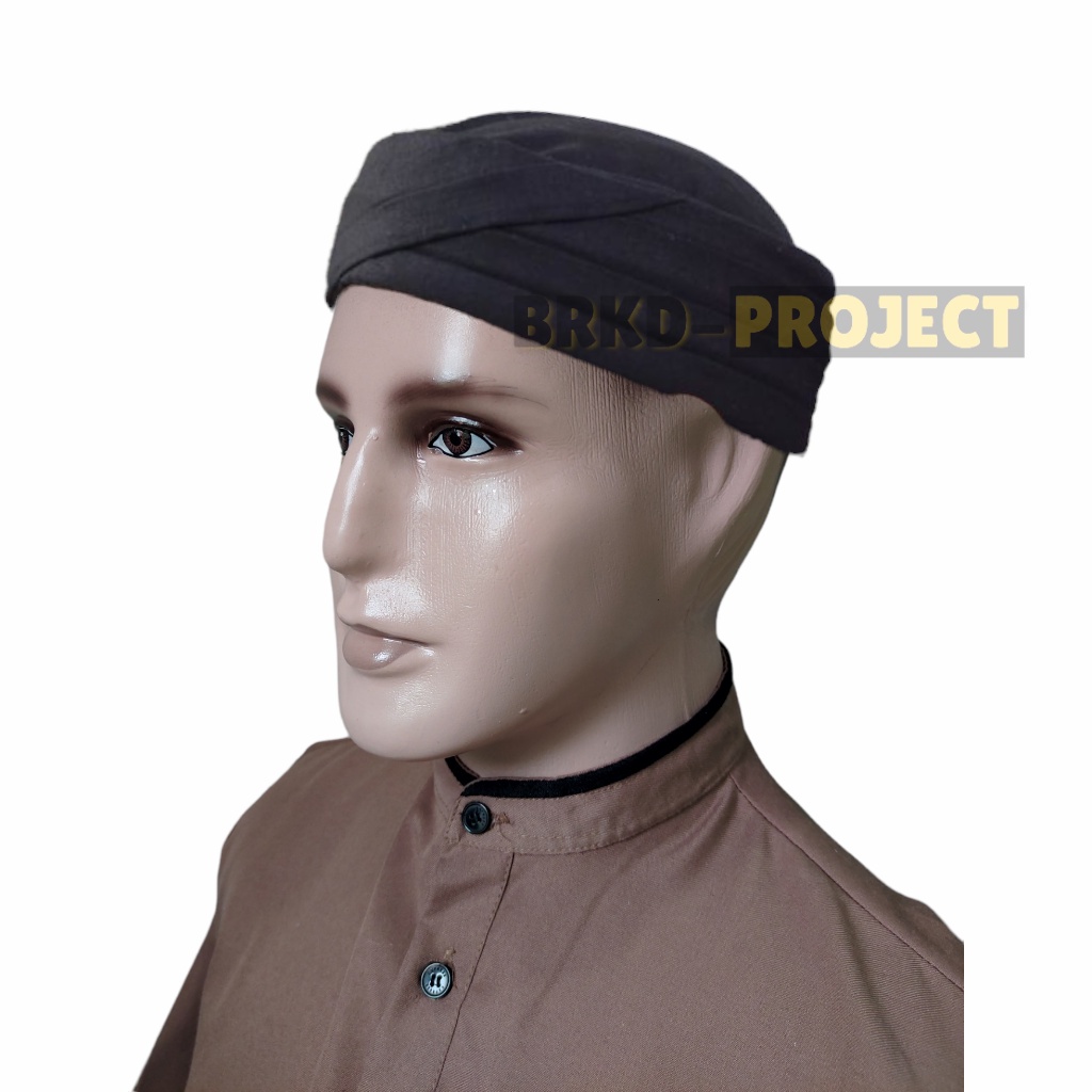 peci buhun lekuk hitam praktis siap pakai - iket sorban - peci sorban - kopeah - kopiah - imamah - b