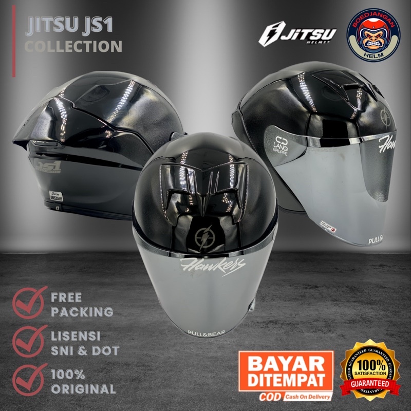 Jual HELM JITSU JS1 SERIES BLACK GLOSSY HELM JITSU HALF FACE JITSU
