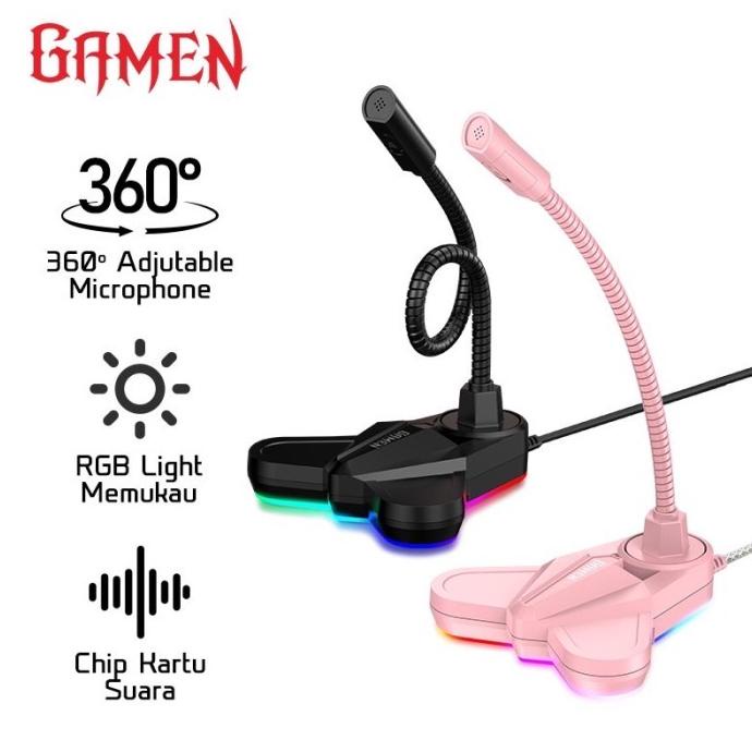 GAMEN Gaming Microphone RGB GMH200 Lightning Plug and Play - GAMEN Decoding Chip For Live Streaming Meeting