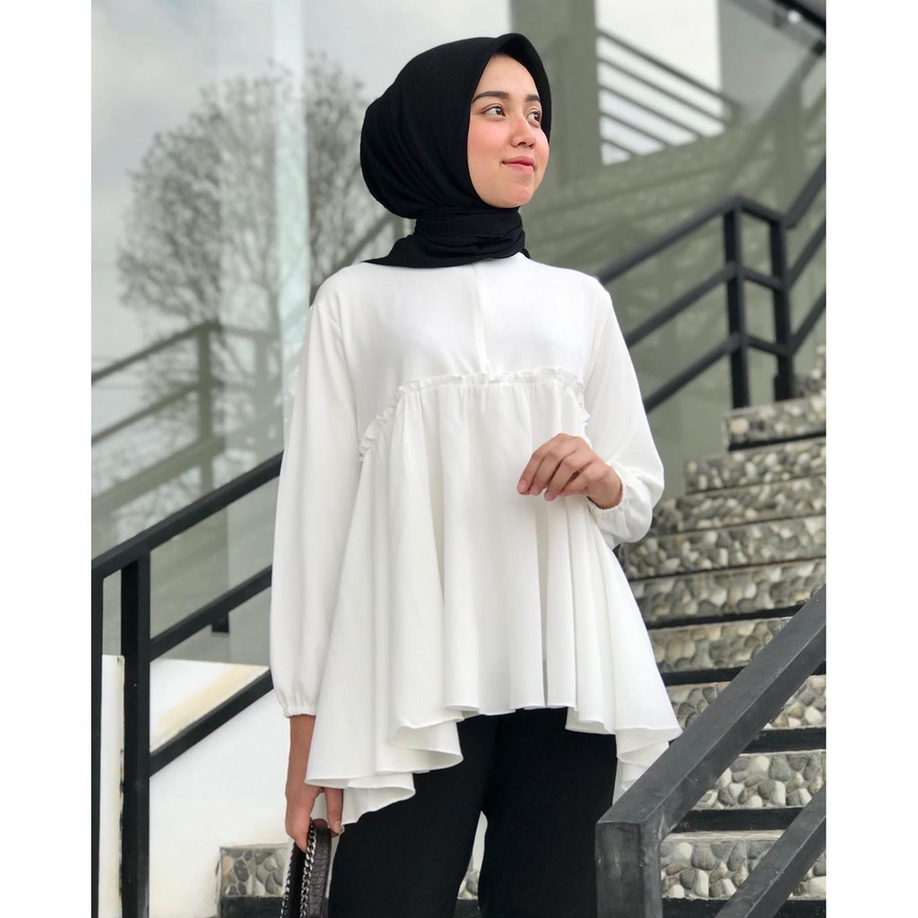 Syahmina - Blouse Wanita Bahan Shakila Atasan Kondangan Putih