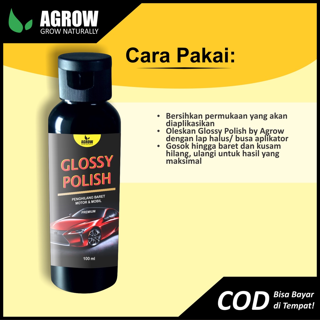 Penghilang Baret Rubbing Compound Kompon Mobil Motor Helm Glossy Polish By Agrow (100 ml)