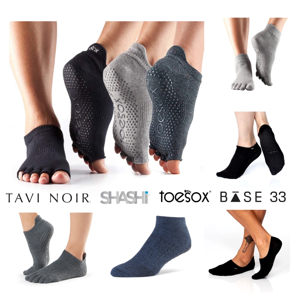 Grip Socks for MEN - Toesox Tavi Noir Shashi - Kaos Kaki Jari Pilates Yoga Barre Original - untuk Laki-laki Cowok