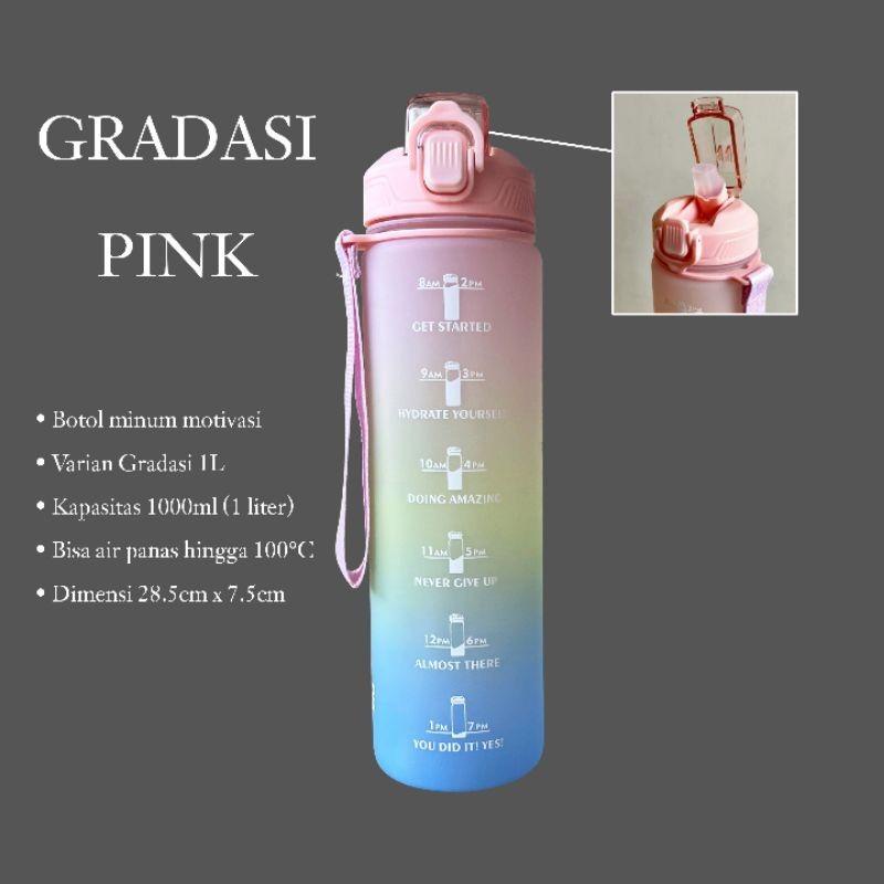 U0198 Botol Minum Gradasi 1000mL / 1 Liter Botol Minum Lucu Viral Kekinian