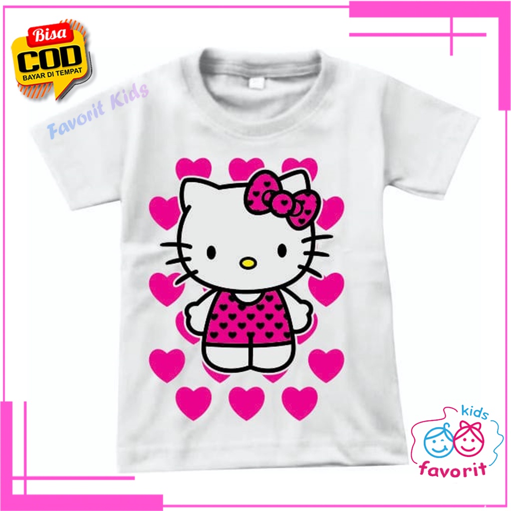 Favorit kids Baju kaos atasan anak perempuan lengan pendek motif Hello-K love