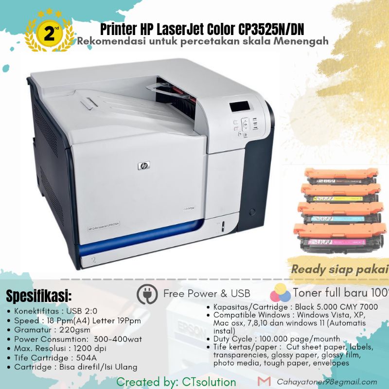 Jual HP LaserJet CP 3525 - Cetak Undangan Kartunama Brosur Sticker