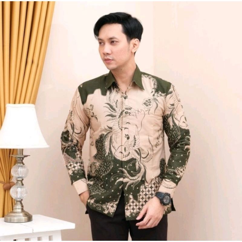 CENDRAWASIH HIJAU KEMEJA BATIK MODERN SLIMFIT PANJANG BAHUN KATUN HALUS FULL FURING HALUS