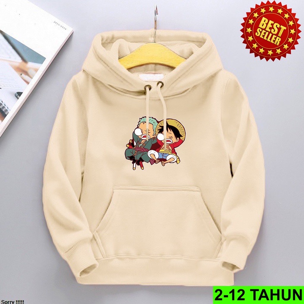 Jumper Hoodie Anak  LUFFY SLEEP II Jaket Hoodie Anak ANIME Bahan Fleece Sz M - XL ( Laki Laki &amp; Peremepuan )