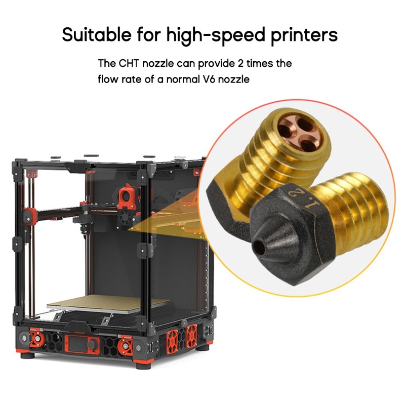 Zzz 0.2/0.3/0.4/0.5/0.6/0.8/1.0mm/1.2mm Nozzle Ujung CHT Kloning Aliran Tinggi Untuk Ender3