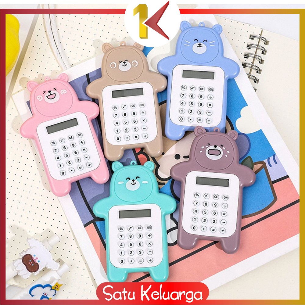 

SK-C325 Kalkulator Mini Motif Beruang 8 Digit Tombol Karet Sekolah Stationary/ Bear Calculator Travel Mini Portable Desain Kartun Beruang