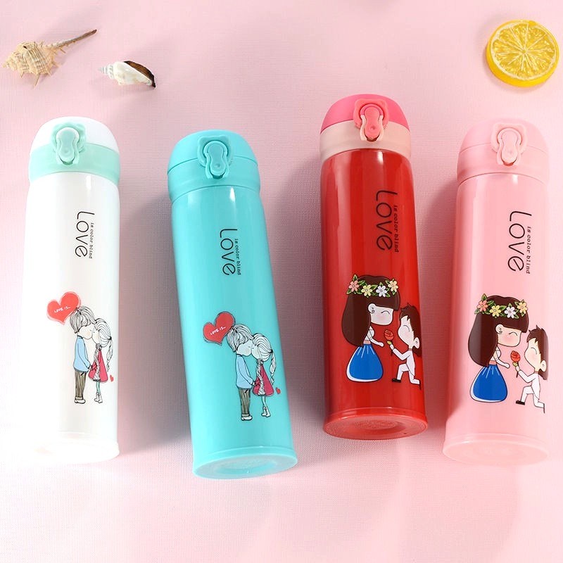 LALUGO BOTOL MINUM GELAS KACA 500ML BPA FREE MOTIF LOVE