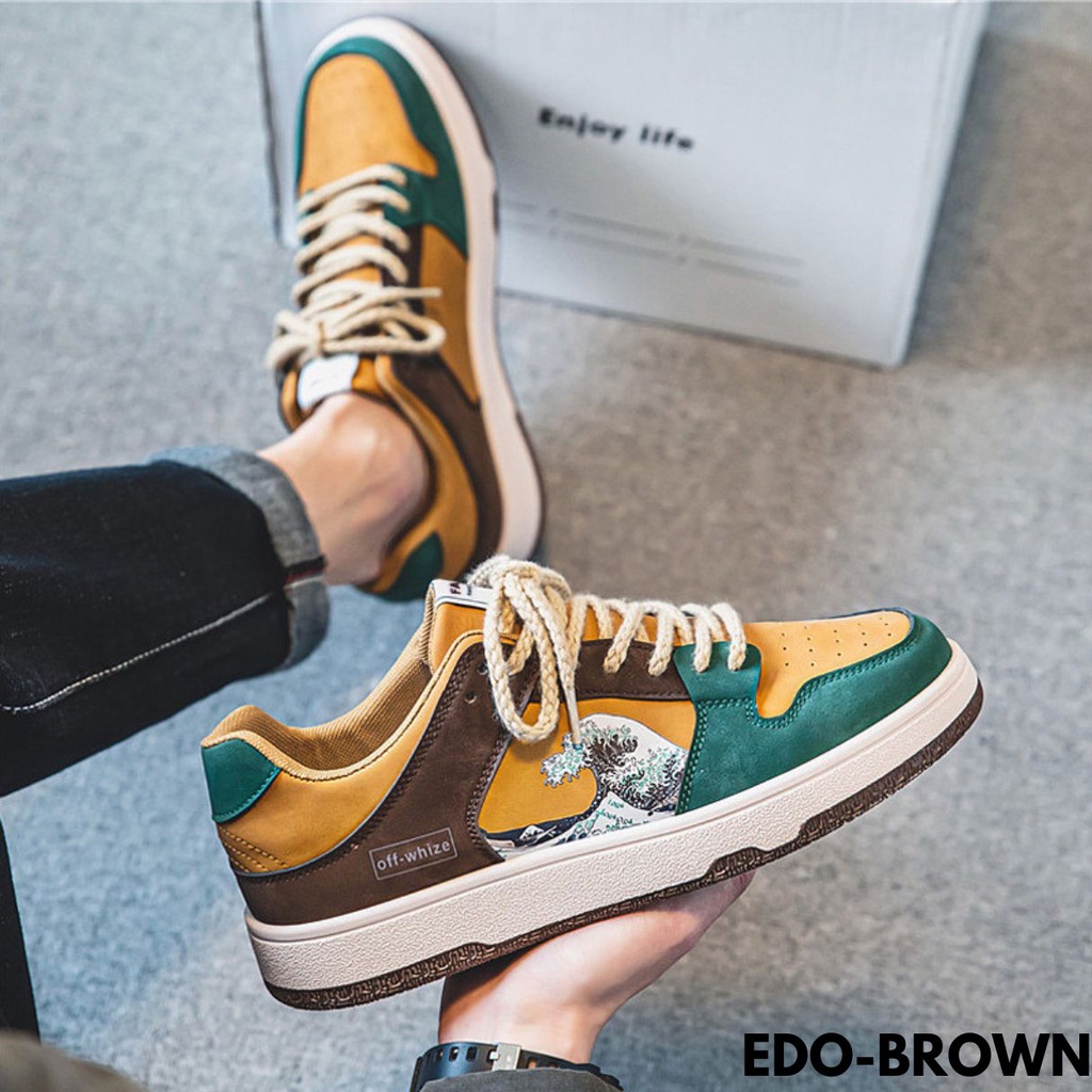 SEPATU SNEAKERS PRIA KEREN BANGET MOTIFNYA SUNG GAS IMPORT BAHAN PU EDO