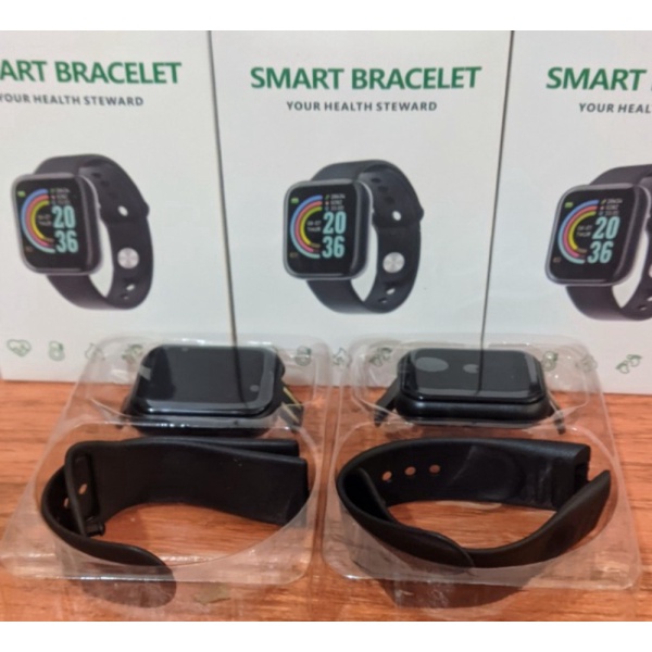 Promo smart watch Bluetooth Sport Waterproof Fitness Y68 Bracelet hitam - Hitam Murah