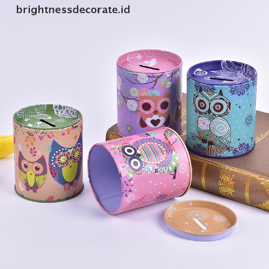 [Birth] Owl Celengan Tinplate Celengan Hadiah Anak Kid Gift Kotak Uang [ID]