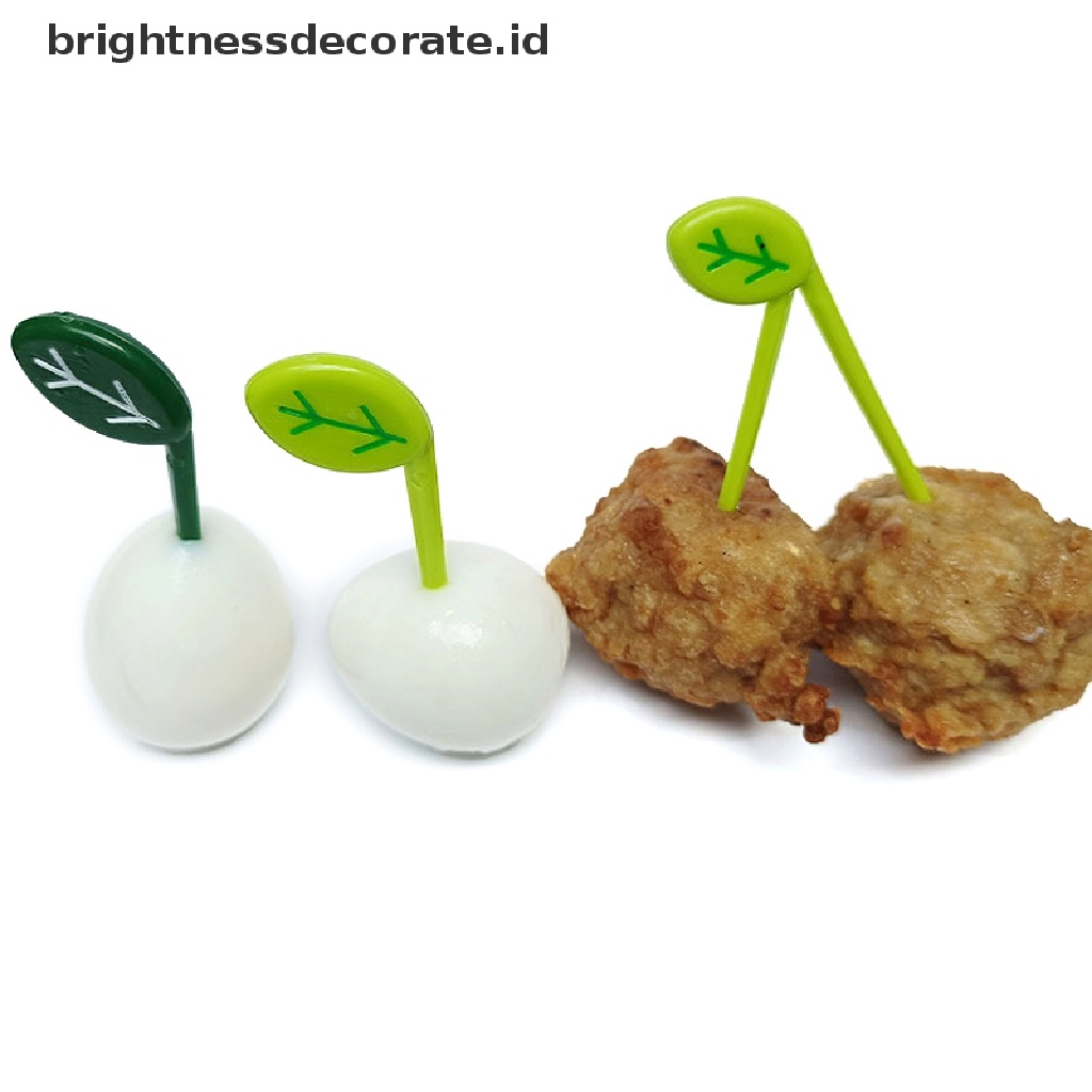 [Birth] 10pcs/set Daun Buah Garpu Picks Anak Snack Dessert Dekorasi Garpu Tusuk Gigi [ID]