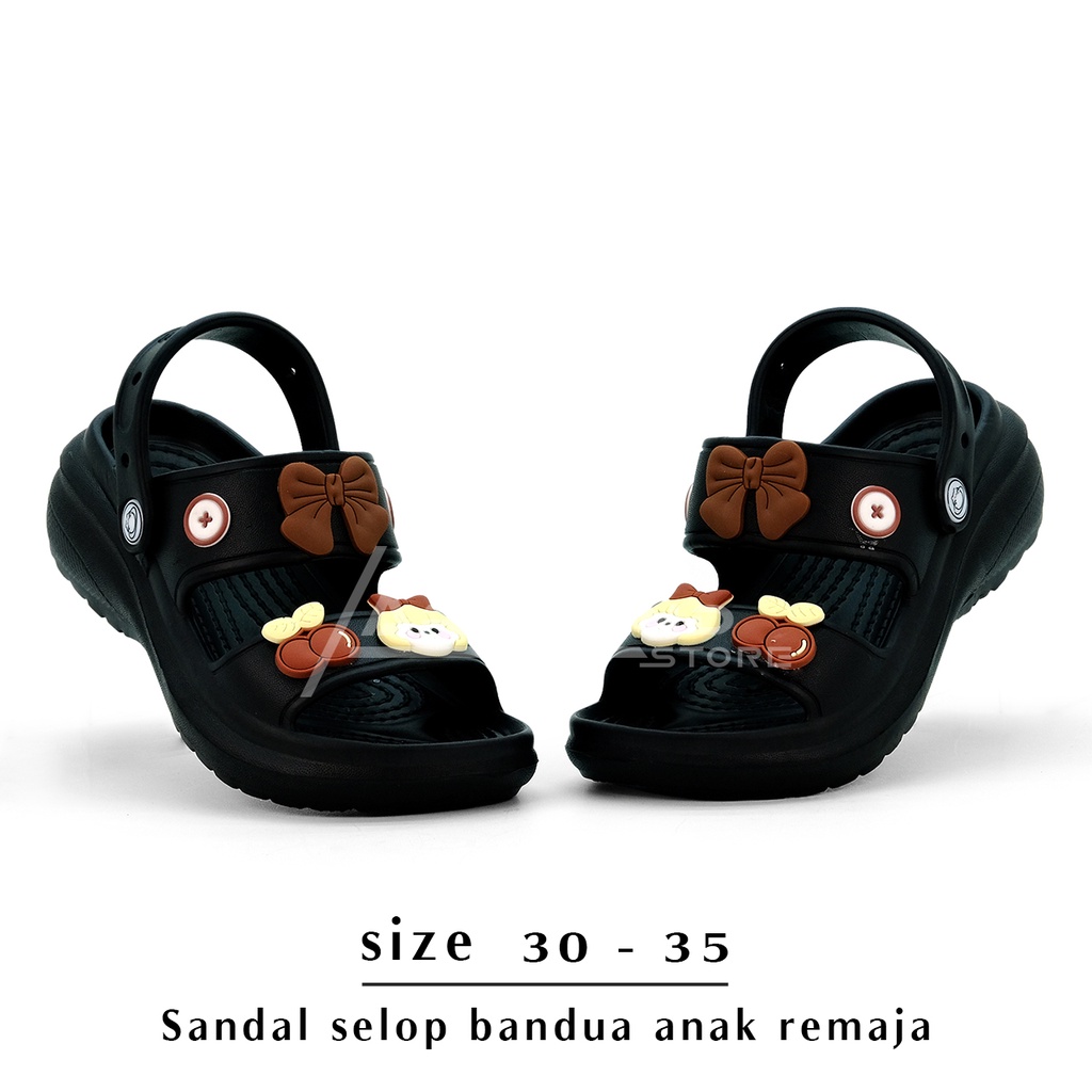 Arthand - Sandal Slop Wanita Ban Dua Anti Slip Elastic Empuk Tali Belakang Motif Lucu