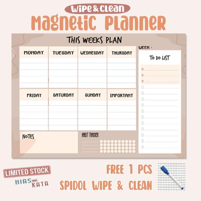 

magnet planner weekly planner magnetic aesthetic (bonus spidol)