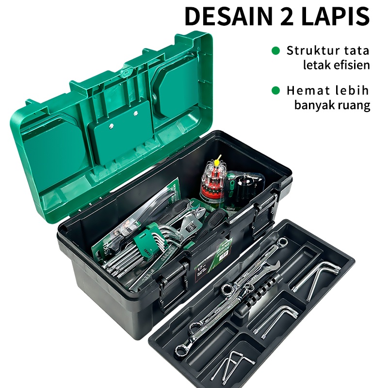 ISKU Tool box besar plastik 14 15 17 18 19 20 inch toolbox kotak perkakas besi tahan karat/kotak tempat alat bengkel/box alat perkakas tool box stainlees