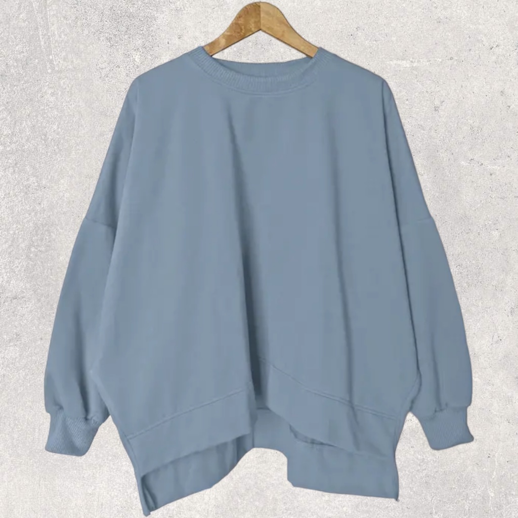 OVERSIZE SWEATER XXXL OBLONG WANITA BIG SIZE CREWNECK-DENIM