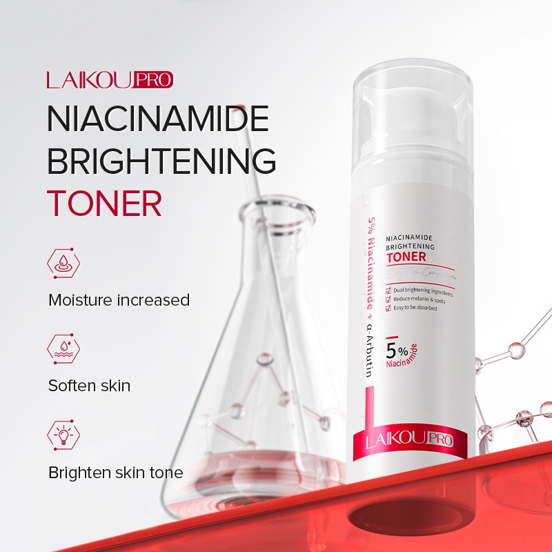 LAIKOU Pro 5% Niacinamide Brightening Toner Memudarkan Bintik-bintik Hitam Melembapkan 50ml