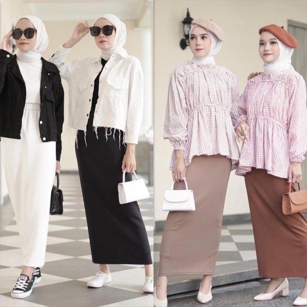 MJS 178. Rok Span Maxi Bahan Scuba Adem Rok Polos Casual Kuliah Kerja Kantor