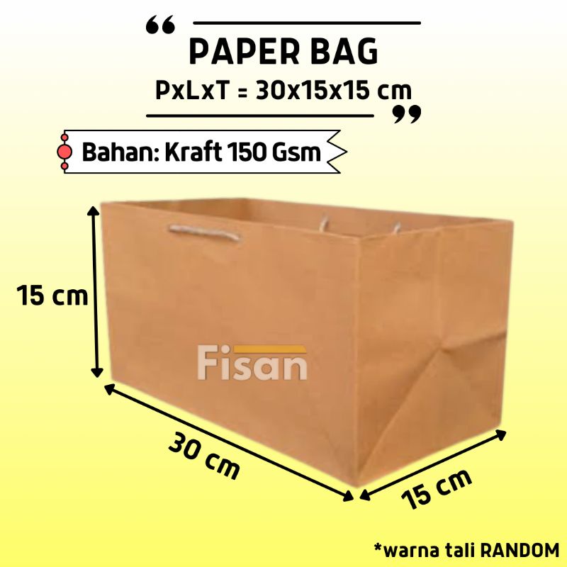 

Paper Bag Paperbag Tas Kertas Samson Kraft Coklat Souvenir Sovenir Suvenir Goodie Bag 30x15x15 cm