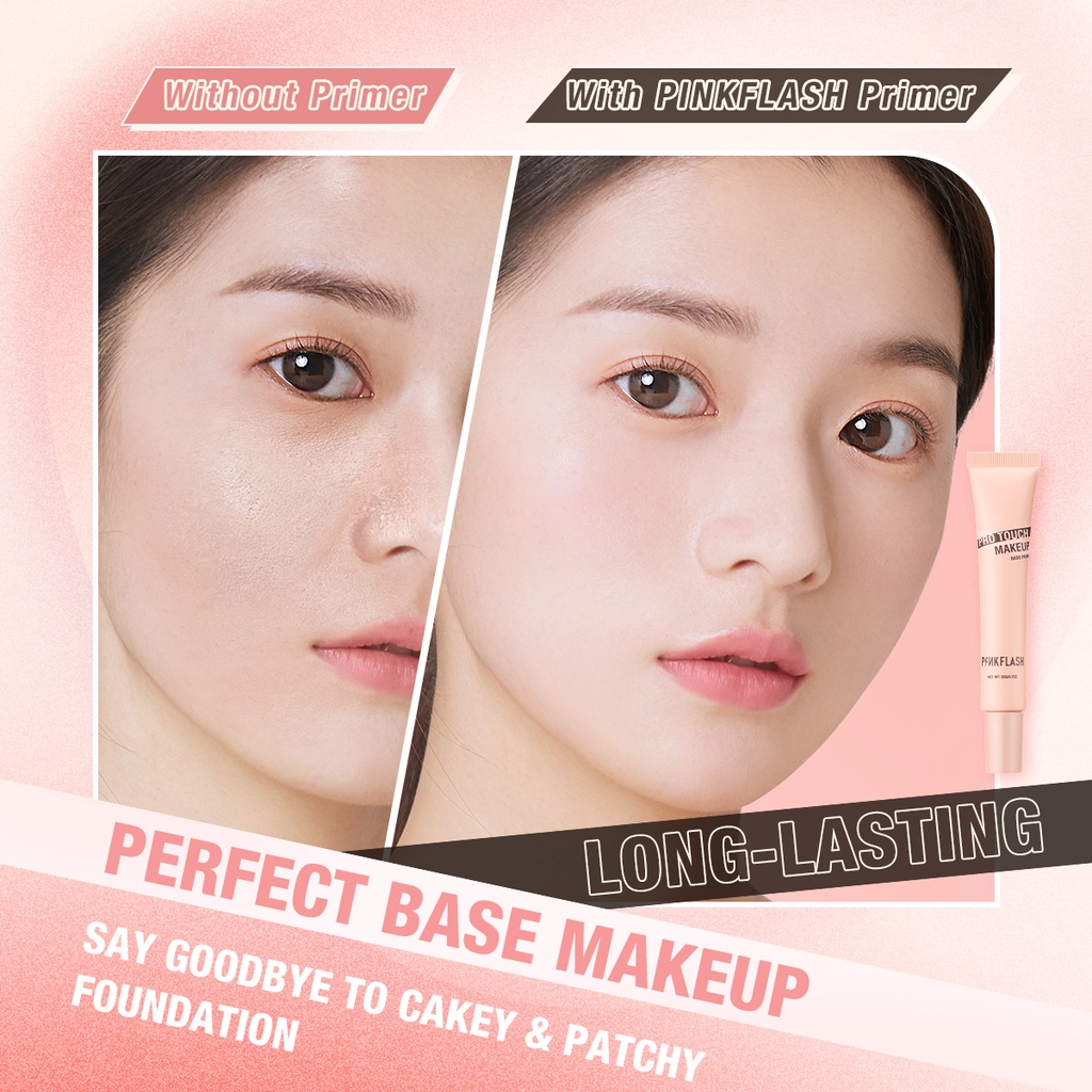 PINKFLASH 4PCS Face Makeup Set Pore Minimizer Primer Poreless Matte + Oil Control Foundation + Natural Long-lasting Concealer