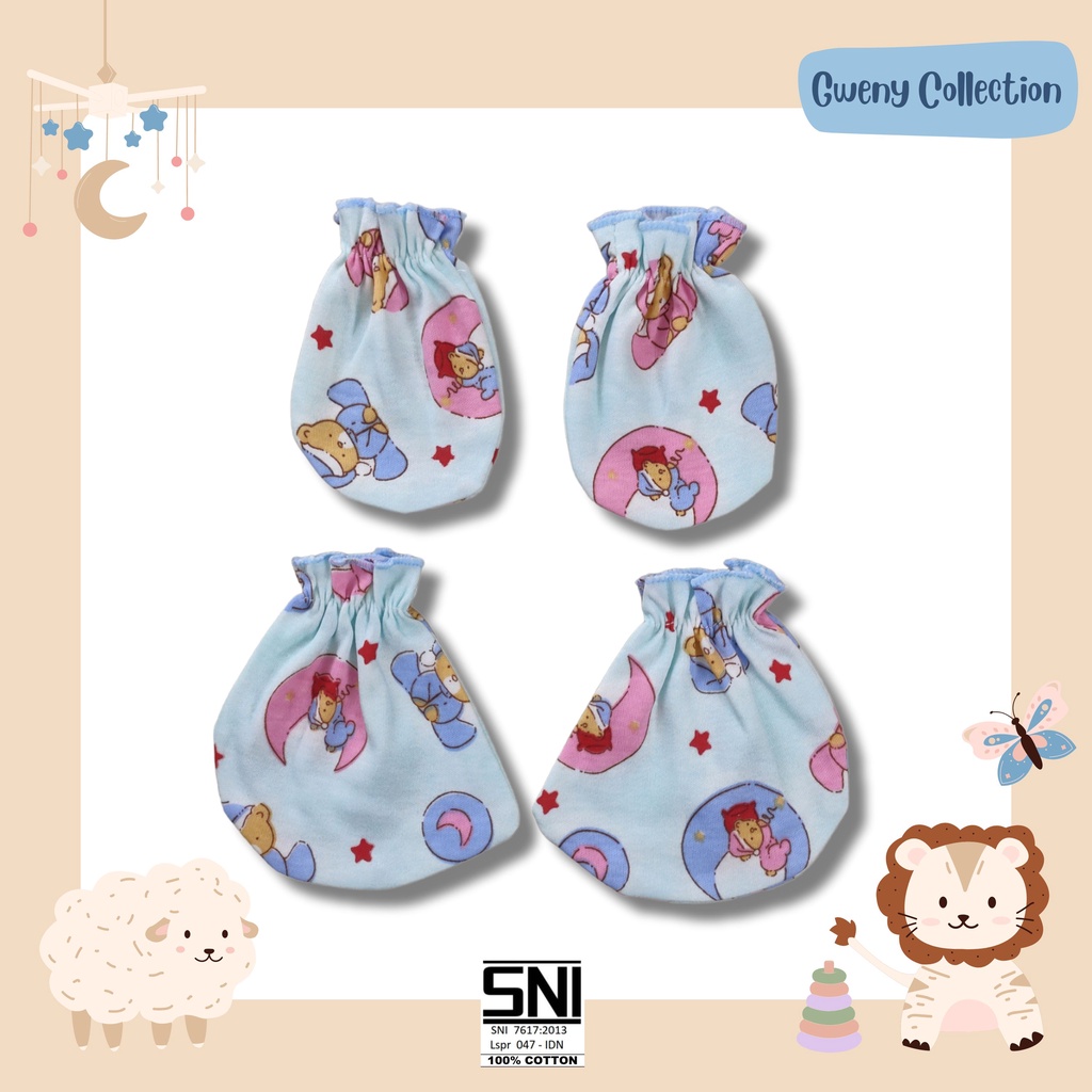 TERMURAH!!  1SET SARUNG TANGAN &amp; KAKI BAYI UNISEX SEPATU BAYI EIKO (KARET MOTIF)