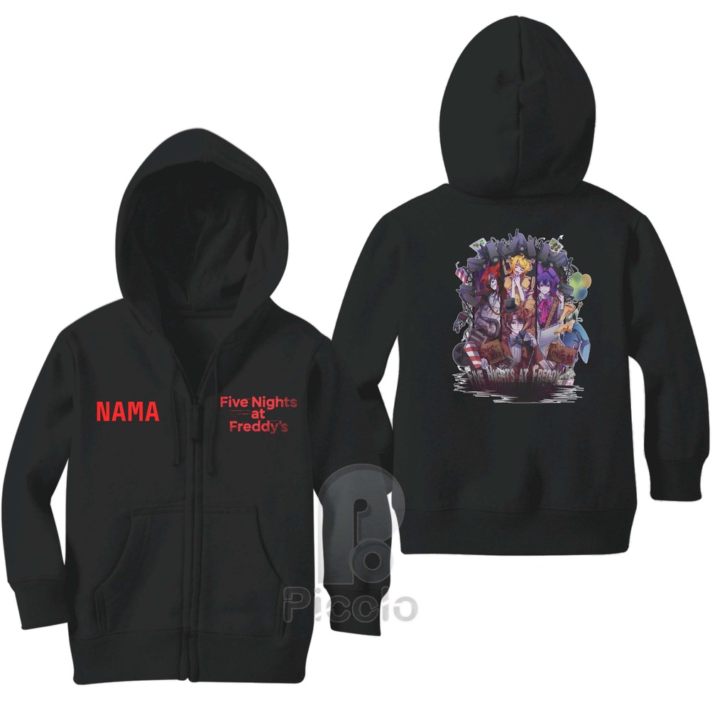 SWEATER HOODIE ZIPPER ANAK MOTIF ANIME FIVE NIGHTS AT FREDDYS UNISEX (FREE NAMA)