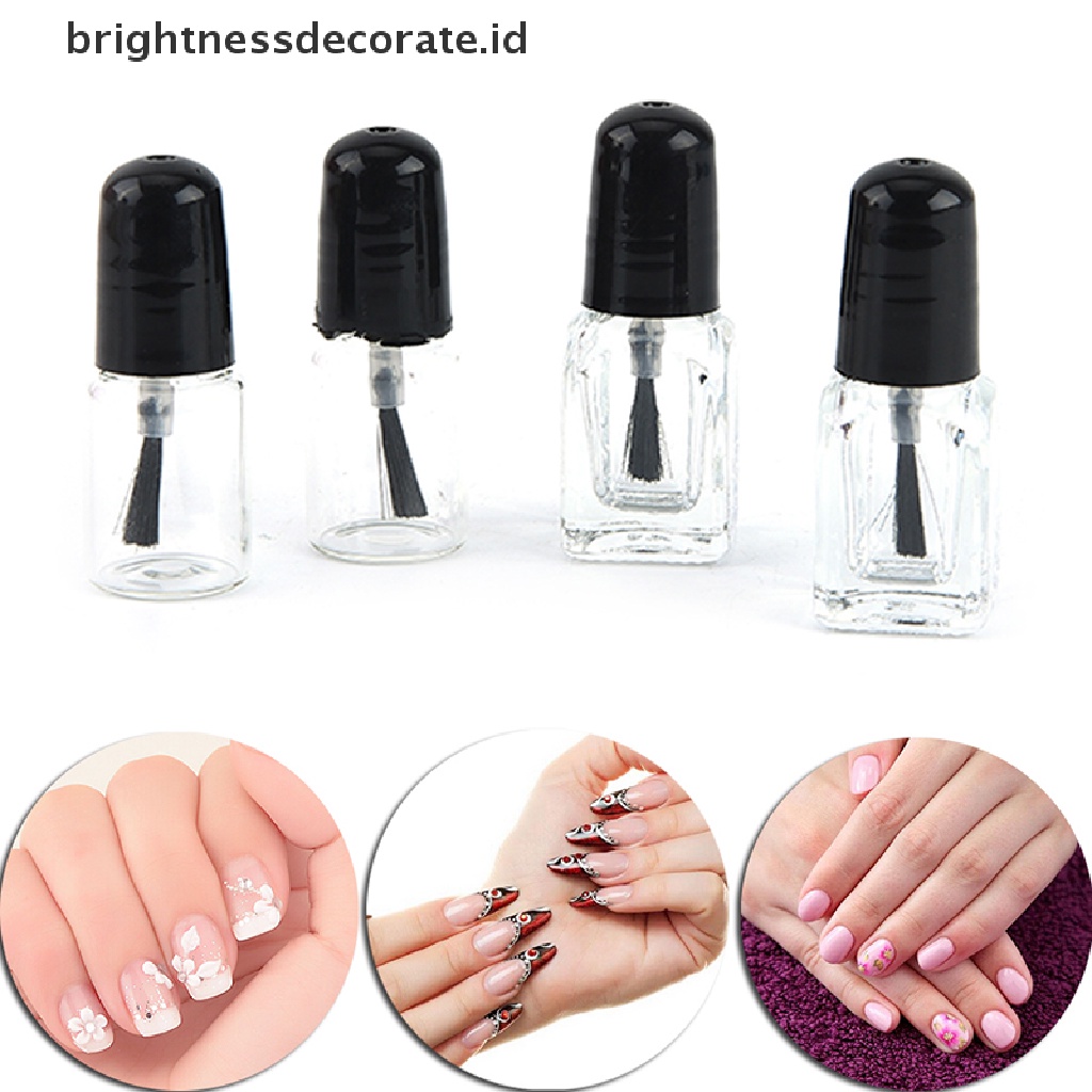 [Birth] 2ml/3ml Wadah Penyimpanan Botol Kaca Bening Kutek Kosong Dengan Tutup Hitam [ID]