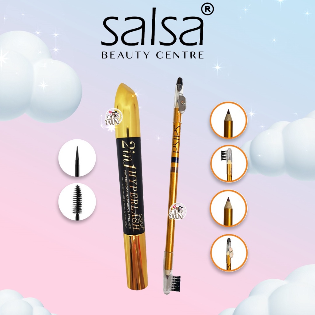 SALSA EYEBROW PENSIL ALIS 4IN1 BLACK &amp; BROWN / MASCARA HYPERLASH 2IN1