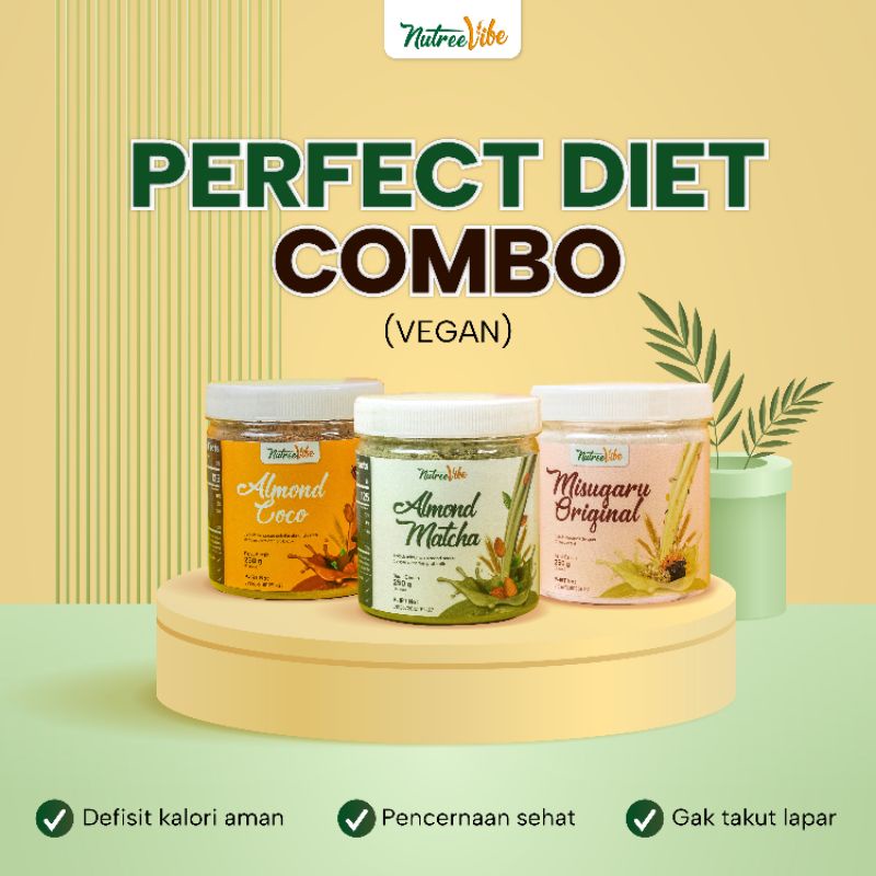 Makanan Diet Rendah Kalori Vegan, Sereal, Serat, Probiotik, Triple Pack (250 g × 3) - MIX (Matcha+Ch
