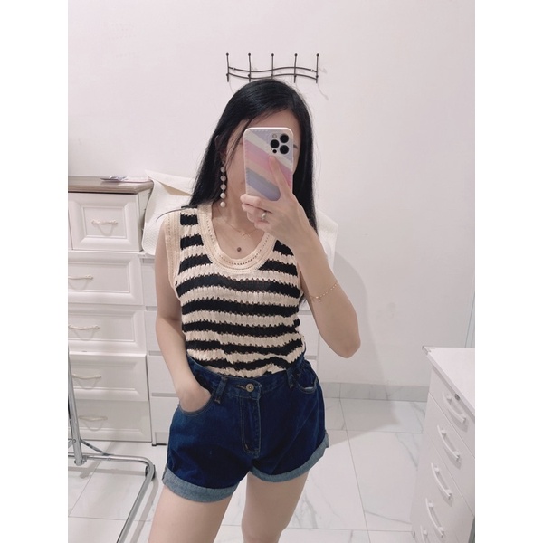 Top hanny salur | croptop impot salur knit | top knit import | korean fashion wanita | aquarius boutique89