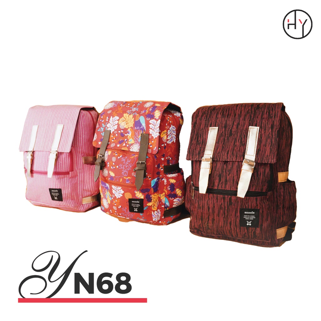 Tas Ransel Fshion Korean Style Wanita Backpack Motif Ada Slot Laptop - HYBRAND [YN68 Motif]