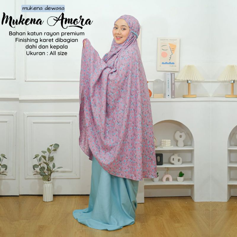 New - Mukena Dewasa Motif Amora Mukena Jumbo Bahan Katun Rayon Premium Adem Nyaman Dipakai Bisa Cod