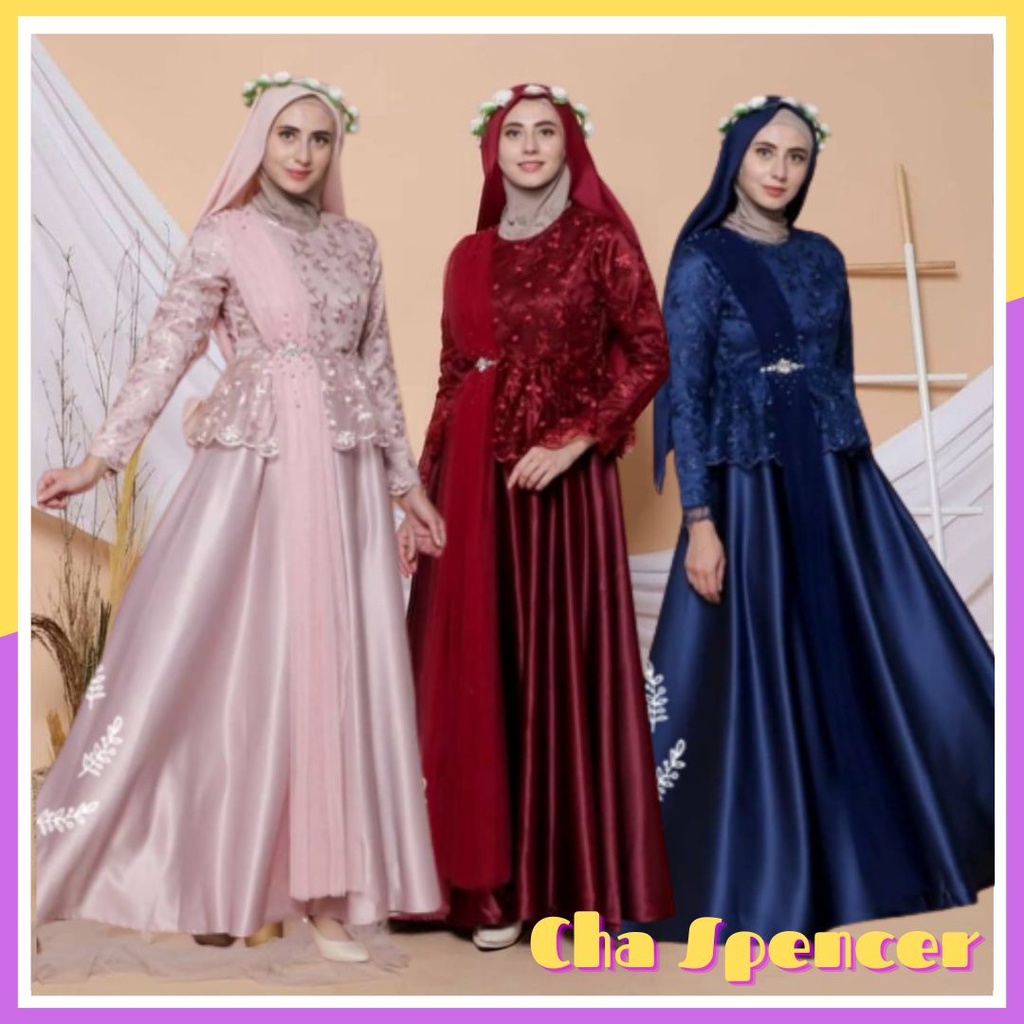 Baju Gamis Maxi Dress Longdress Brukat Pesta Lebaran Idul Fitri Terbaru 2023 Pakaian Maxy Dres Emelg