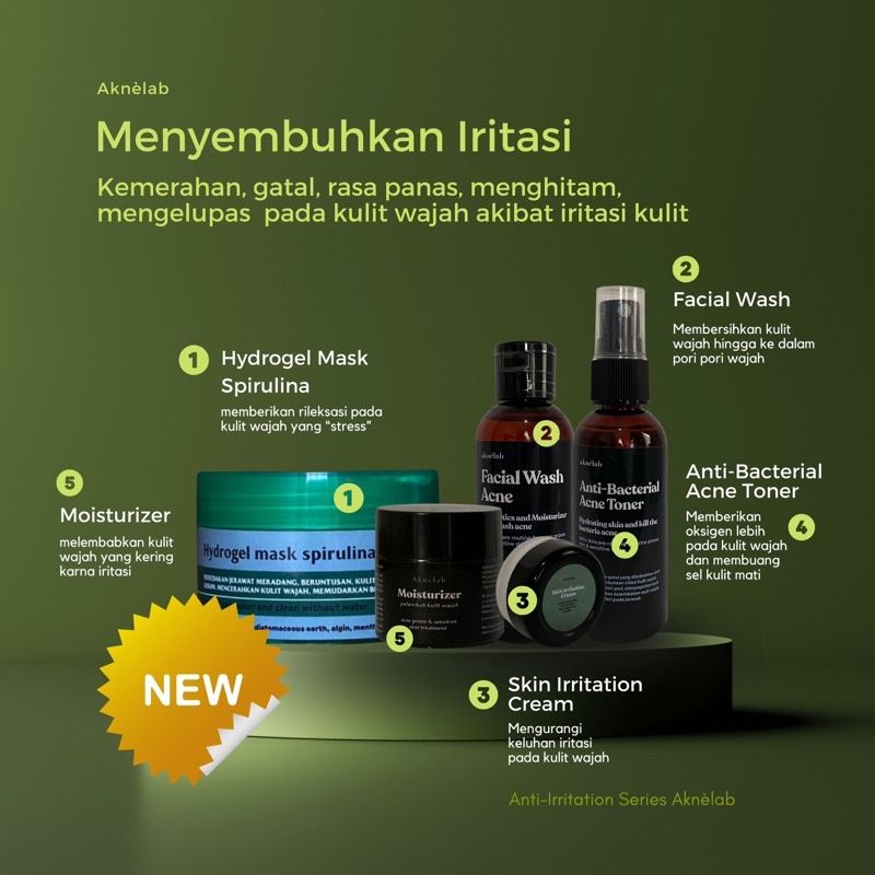 Anti Iritasi Series Aknèlab (1 paket) menyembuhkan iritasi pada kulit wajah